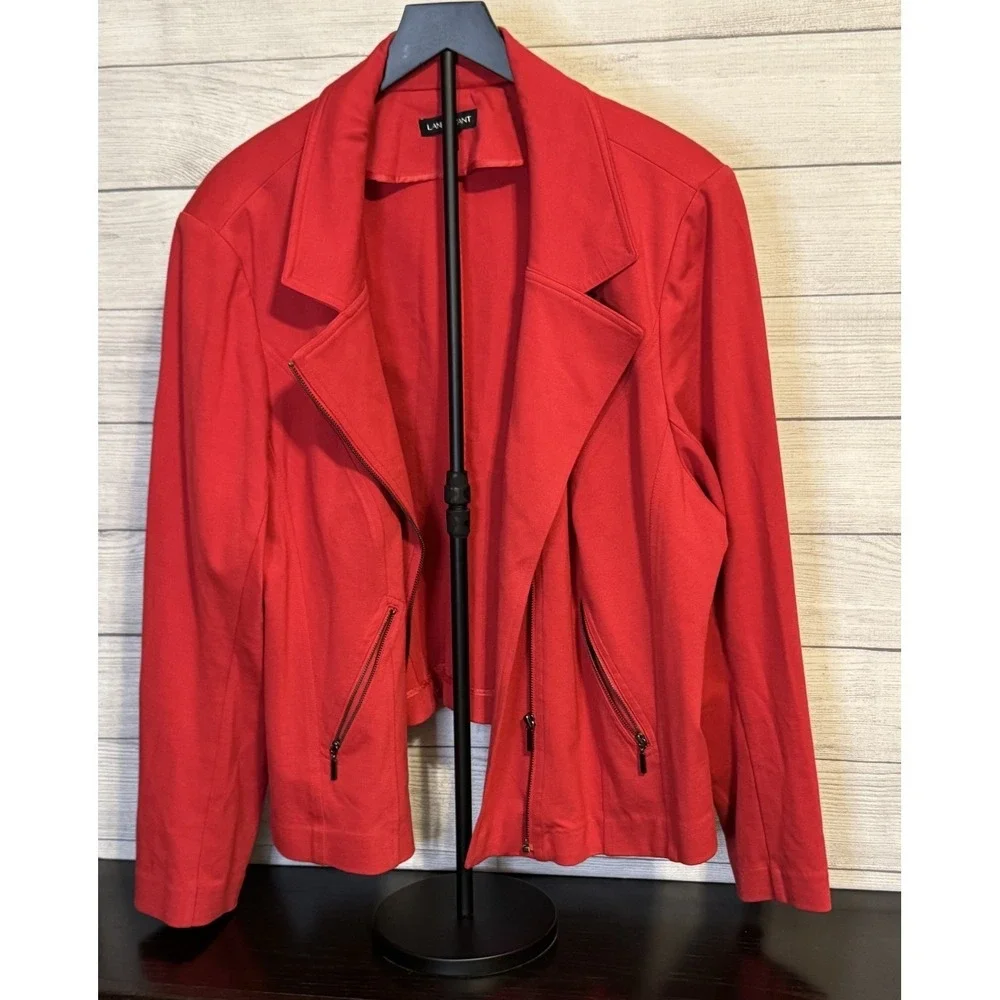 Lane Bryant Red Asymmetrical Zip Coat Women's Size 28 Plus
